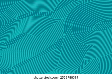 Textured background of abstract irregular tosca blue color curved lines. seamless geometric pattern design for certificates, invitations, textiles, clothing, covers and more.
