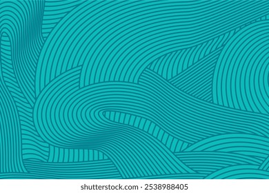 Textured background of abstract irregular tosca blue color curved striped lines. seamless geometric pattern design for certificates, invitations, textiles, clothing, covers and more.
