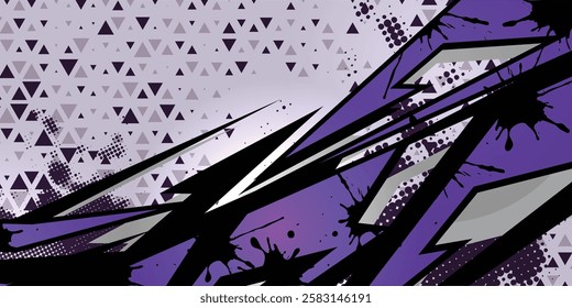 Textured background of abstract stripes and bursh Racing, dark purple color, eps 10