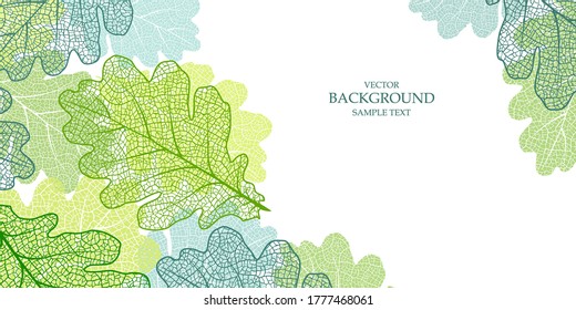 Textured background with autumn leaves. Natural element. Plant print. Vector season  banner, template, card, frame. Modern texture. Oak leaf.