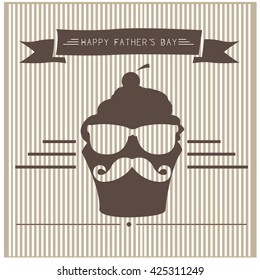 Textured background with a cupcake with glasses and a mustache for father's day celebrations