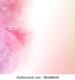 Textured background design with illustrations glass of cocktail and other drinks. Ice texture effect. Vector