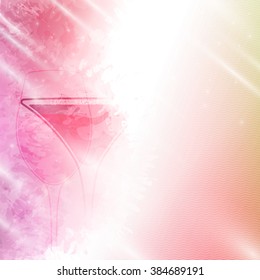 Textured background design with illustrations glass of cocktail and other drinks. Ice texture effect. Vector