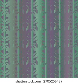 Um fundo texturizado apresenta listras verticais em vários tons de azul-petróleo e roxo, com motivos geométricos fracos dentro de algumas das faixas.
