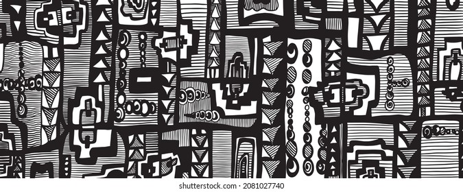 Fondo texturado. Fondo geométrico. Composición texturada. Formas geométricas. Estilo étnico. Ornamento primitivo. Ilustración de tinta. Ilustración del vector