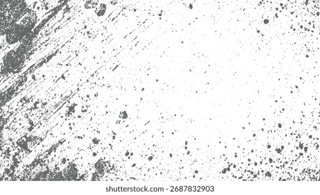 A textured background with gray splatters and dust particles on a white surface.