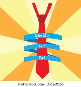 Textured background with an isolated necktie and a ribbon with text for father's day