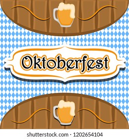 Textured background with a label. Oktoberfest. Vector illustration design