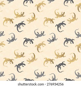 Textured background with lizards seamless pattern