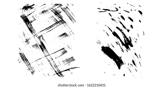 Textured background made with brush strokes, paint traces, lines, smudges, smears, stains, scribbles isolated on white background. Vector illustration.