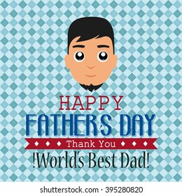 Textured background with a male icon and a ribbon with text for father's day celebrations