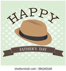 Textured background with a ribbon, text and a hat for fahter's day