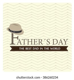 Textured background with a ribbon, text and a hat for fahter's day