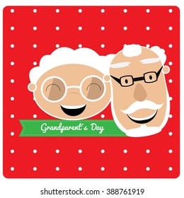 Textured background with a ribbon with text and a pair of grandparents