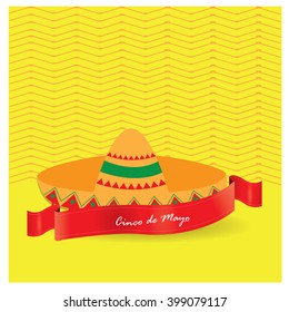 Textured background with a ribbon with text and a traditional hat