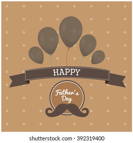 Textured background with text, balloons and a banner with mustache for father's day celebrations