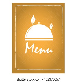Textured background with text and a silhouette of a dish