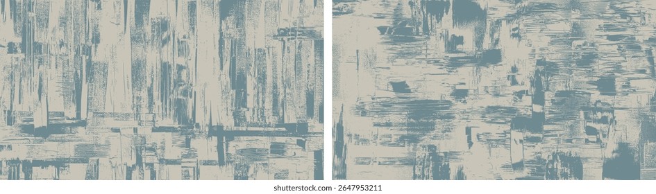 Textured backgrounds set of calm patterns, brush strokes on canvas, creating a serene teal composition
