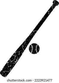 Textured Baseball Bat and Baseball - (Editable file) Vector Illustration