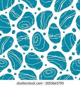 Los guijarros de la playa texturados son un patrón sin fisuras. Bellas piedras marinas. Vector shabby ilustración dibujada a mano