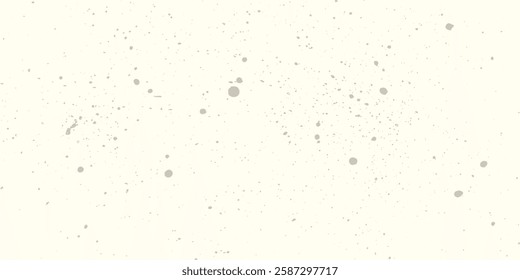 Textured beige background featuring dusty halftone, broun spray paint splatters, ink spots and bold grunge effect in retro style on a paper sheet.