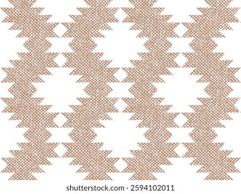 Textured beige burlap white Aztec diamonds seamless pattern, Southwestern timeless tribal geometrics with textured background.