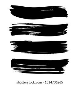 Textured big long strokes of thick paint set isolated on white background