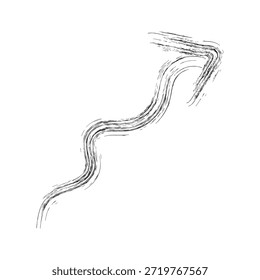 Una flecha negra texturizada apunta hacia arriba indicando crecimiento o dirección con un Vector EPS de estilo artístico grunge