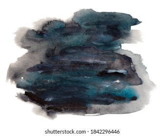 Textured black and blue watercolor paint brush stroke, eps 10 vector illustration isolated on white background.