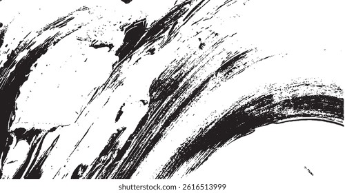 Textured Black Brush Strokes on White Background, Grunge Style Graphic Element for Modern Designs and Artistic Projects, Perfect for a Striking Visual Impact
