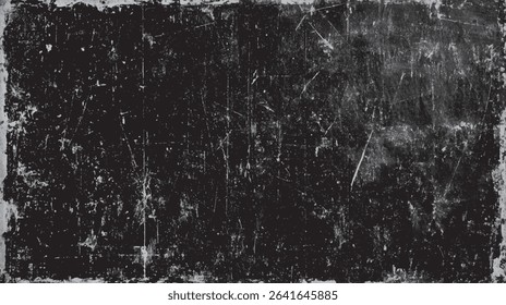 Textured black distressed background with grunge scratch effect suitable for design projects or overlays with artistic retro effects