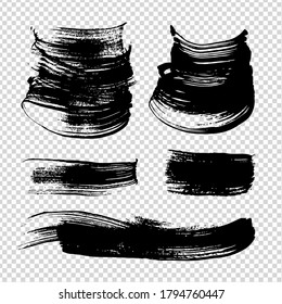 Textured black figured strokes on imitation transparent background