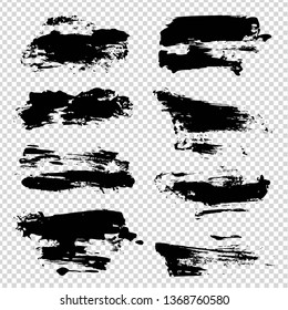 Textured black ink strokes set on imitation transparent background