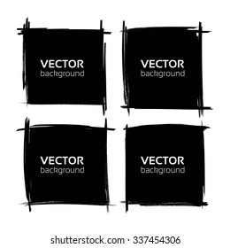 Textured black long bannners from paint strokes isolated on a white background