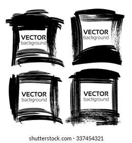 Textured black long bannners from paint strokes isolated on a white background