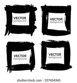 Textured black long bannners from paint strokes isolated on a white background