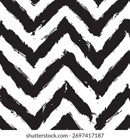 Texturierte Schwarz-Weiß Chevron Muster Pinselstrich