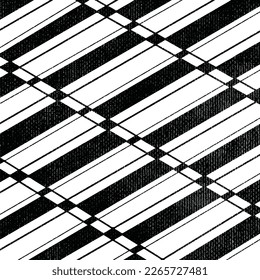 Textured black and white grungy floor stripes decorative lines vector background isolated on square wallpaper template for social media post, cover title, paper and scarf textile prints, poster. 