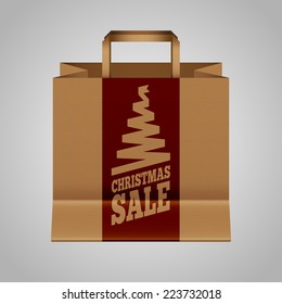 Textured blank paper bag with christmas logo