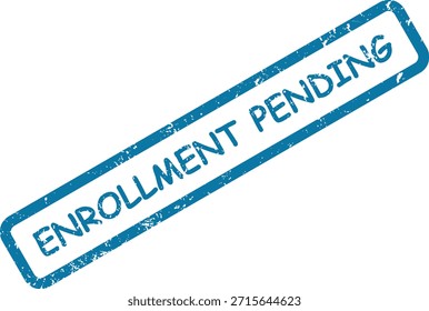 Una impresión de sello de goma azul texturizada muestra claramente "INSCRIPCIÓN PENDIENTE" sobre un fondo blanco, lo que indica un proceso en curso.