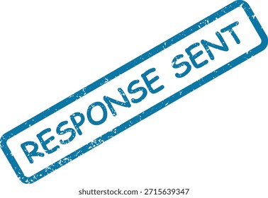 Um carimbo azul texturizado com o texto "RESPOSTA ENVIADA", adequado para indicar ações ou comunicações concluídas.