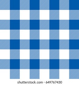 Textured blue and white plaid vector background. The pattern for textiles. Background for food. Chequered. Seamless checkered pattern.
