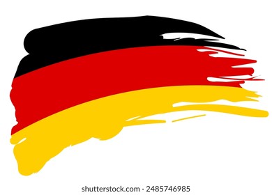 Textured brush paint in the colors of the German flag, isolated on a transparent background. Made in Germany label. Vector illustration.