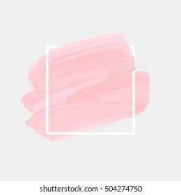 Textured brush painted watercolor logo background over square frame vector illustration. Abstract art design acrylic stroke backdrop. Perfect design for headline, logo and sale banner. 