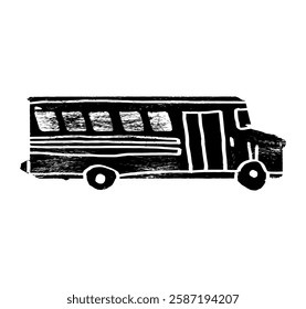 Textured bus icon school bus concept vector isolated transport bus silhouette design