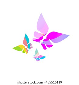 Textured butterflies colorful background vector element design isolated on white, flying abstract elegant beauty butterfly for card or banner decoration