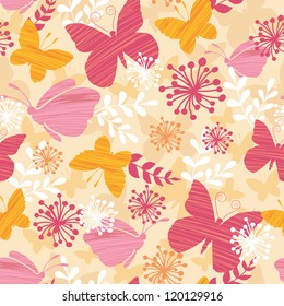 Textured Butterflies Seamless Pattern Background