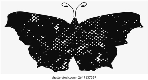 Textured Butterfly Silhouette, abstrac background, vector Eps 10