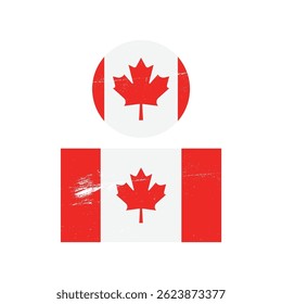 Textured Canada Flag Set Vector Design.