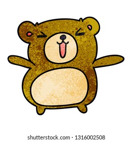 textured cartoon illustration kawaii cute teddy bear